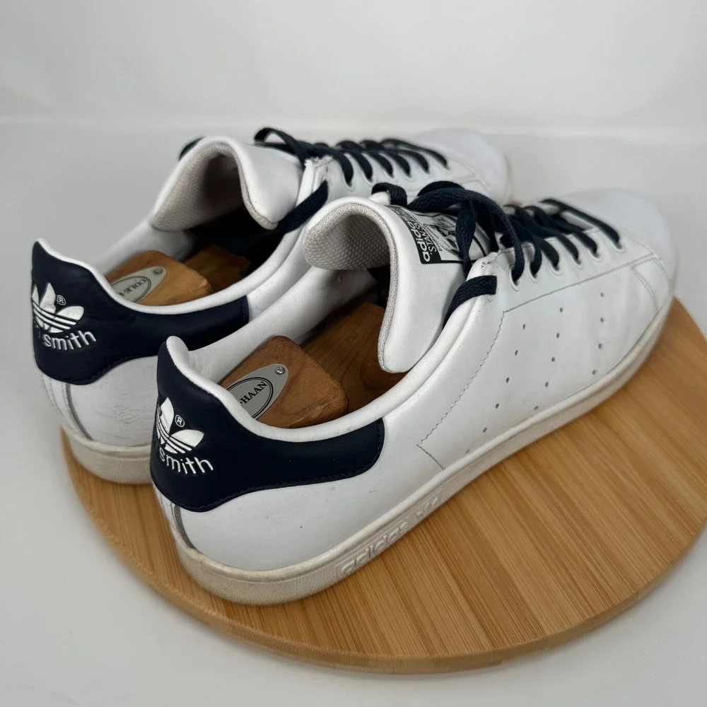 Adidas Stan Smith Men's White Navy Leather Low‎ Top Sneakers Size 13